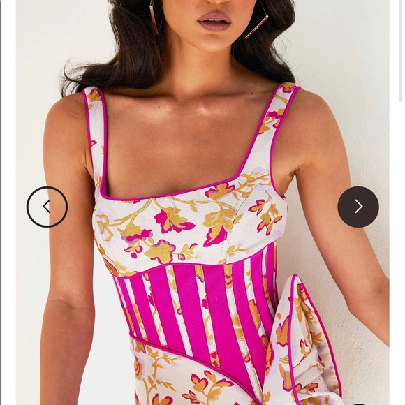 Unique Pink Midi Formal Dress - Picture 5 of 7